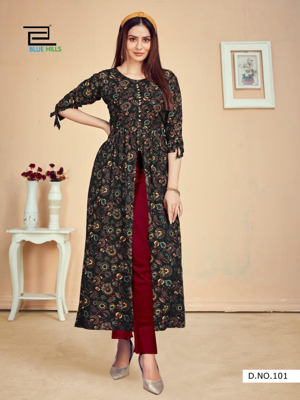 Blue Hills Calender 5 Nx Rayon Ethnic Wear Desinger Long Printed Kurti Collection
